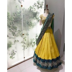 Designer Lehenga Choli in Yellow Color and Silk Fabric